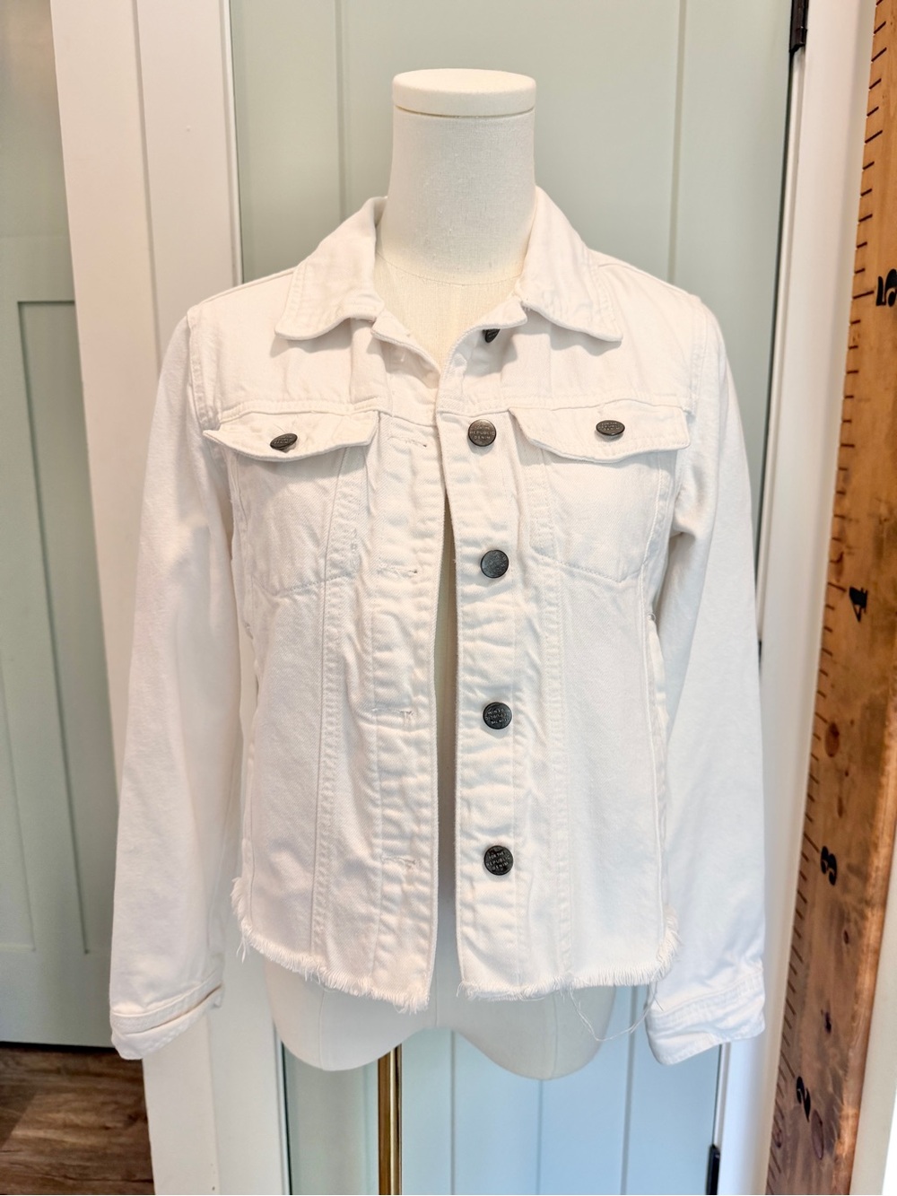 For the Republic White Denim Jean Jacket Petite Medium